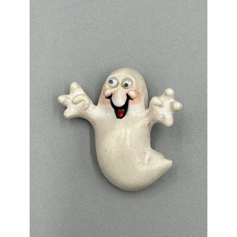 Vintage 1987 HALLMARK Halloween Googly Eye Ghost Holiday Brooch Pin Pendant